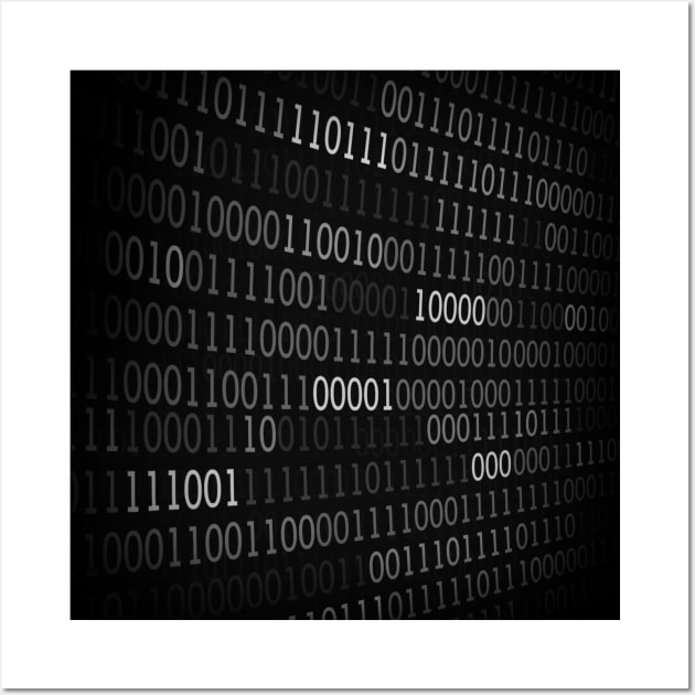 Black and white binary code design Wall Art by Spinkly